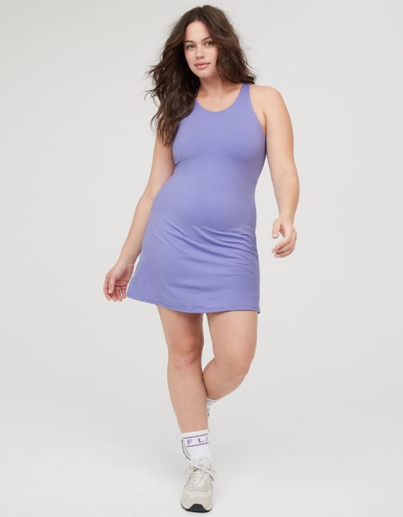 Aerie OFFLINE By The Hugger High Neck Dress Purple | 3741LHUVG