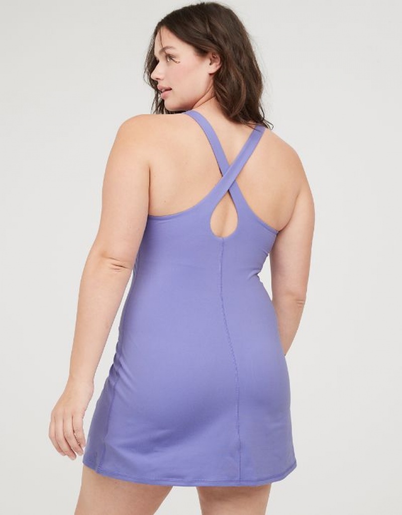 Aerie OFFLINE By The Hugger High Neck Dress Purple | 3741LHUVG