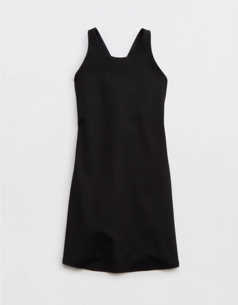 Aerie OFFLINE By The Hugger High Neck Dress Black | 8347UWYVS