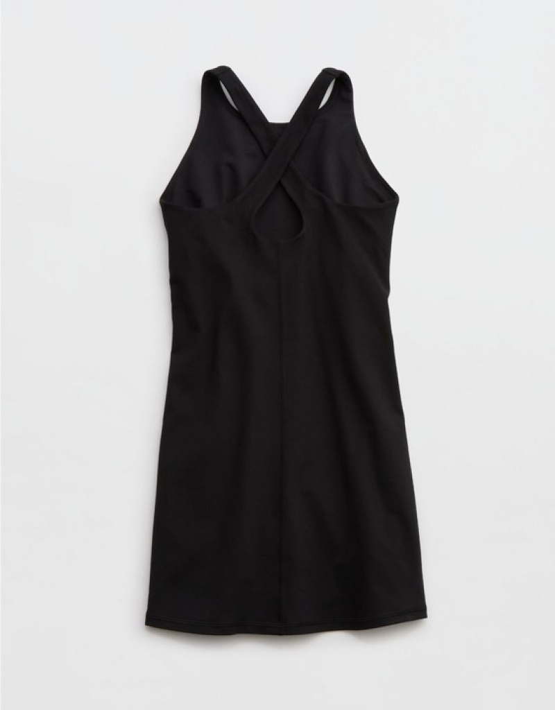 Aerie OFFLINE By The Hugger High Neck Dress Black | 8347UWYVS