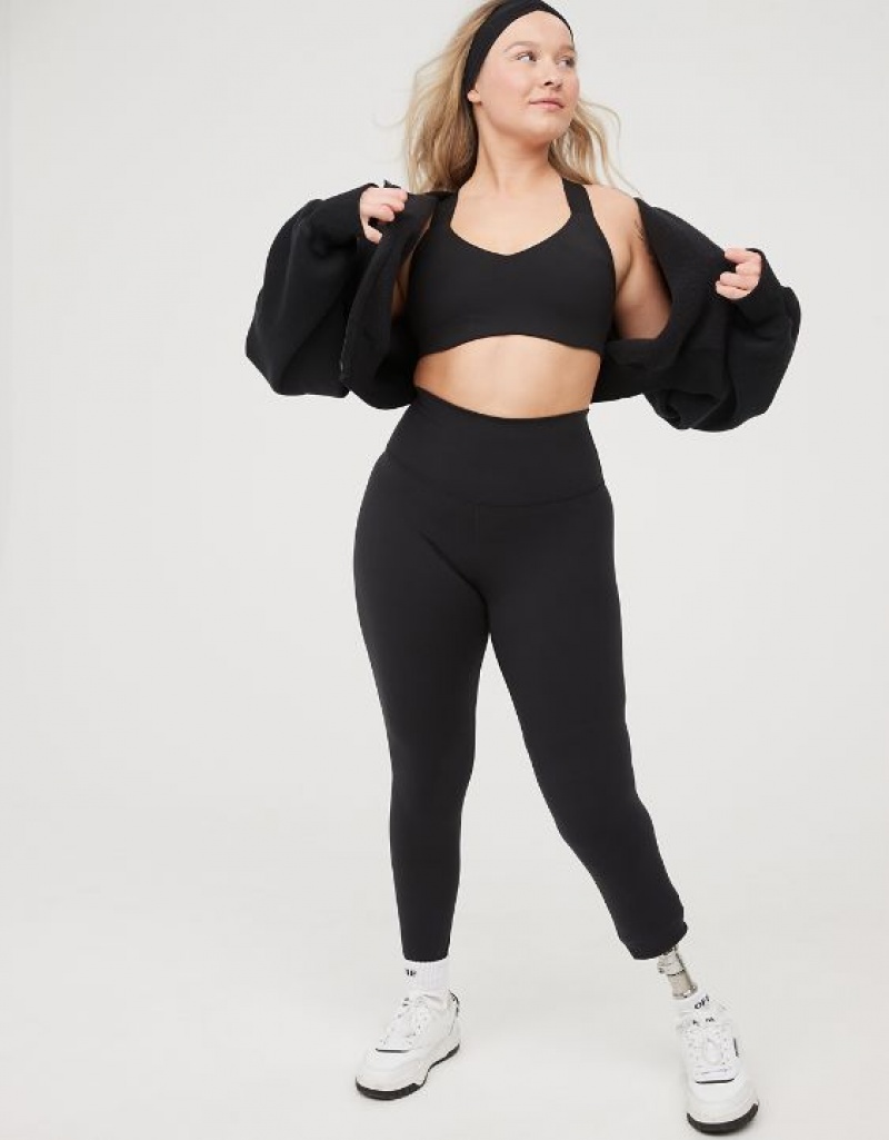 Aerie OFFLINE By The Hugger High Waisted Leggings Black | 6578EUWPI