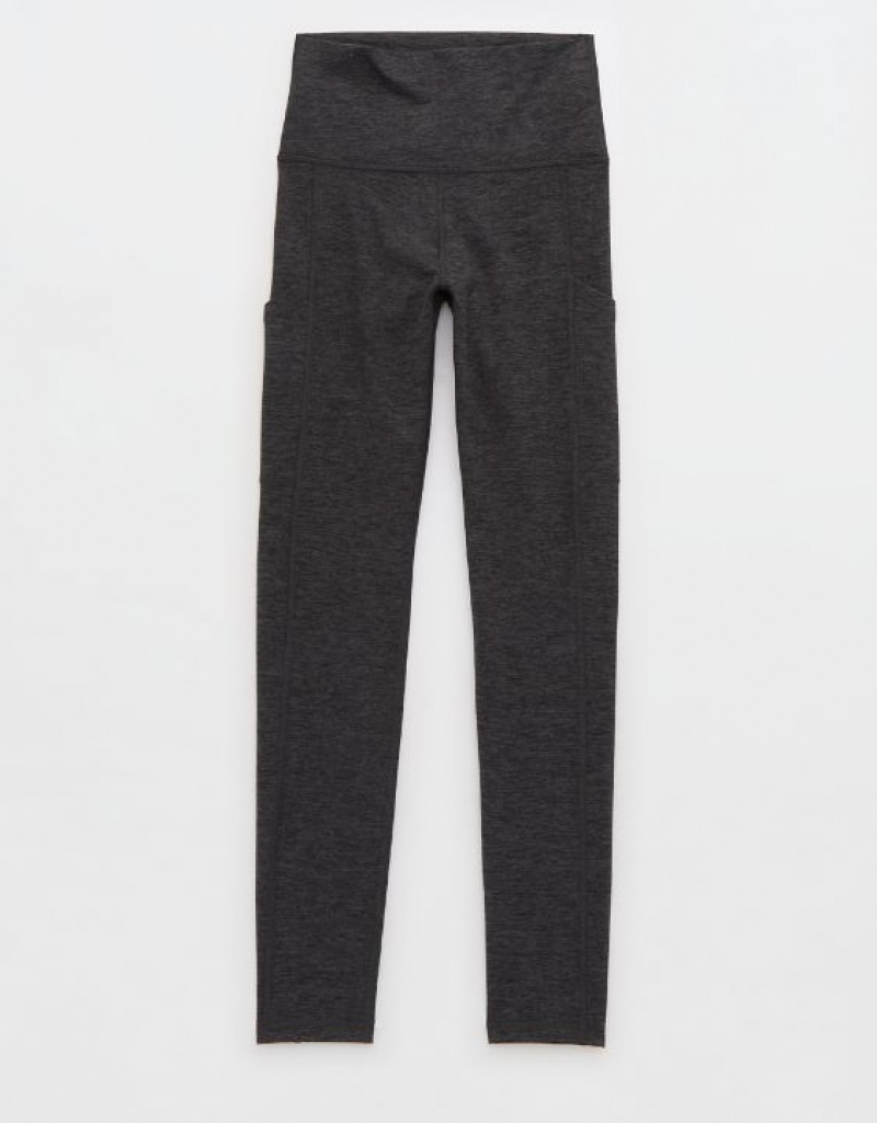 Aerie OFFLINE By The Hugger High Waisted Pocket Leggings Grey | 4680WMXPA