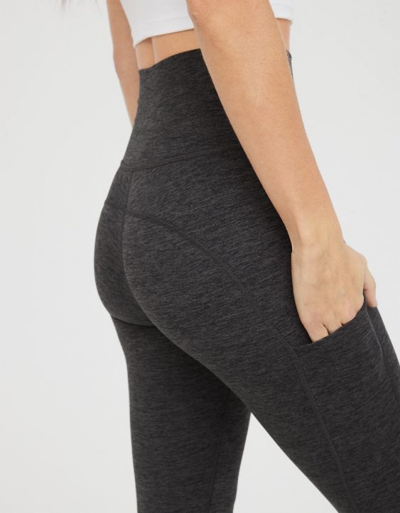 Aerie OFFLINE By The Hugger High Waisted Pocket Leggings Grey | 4680WMXPA