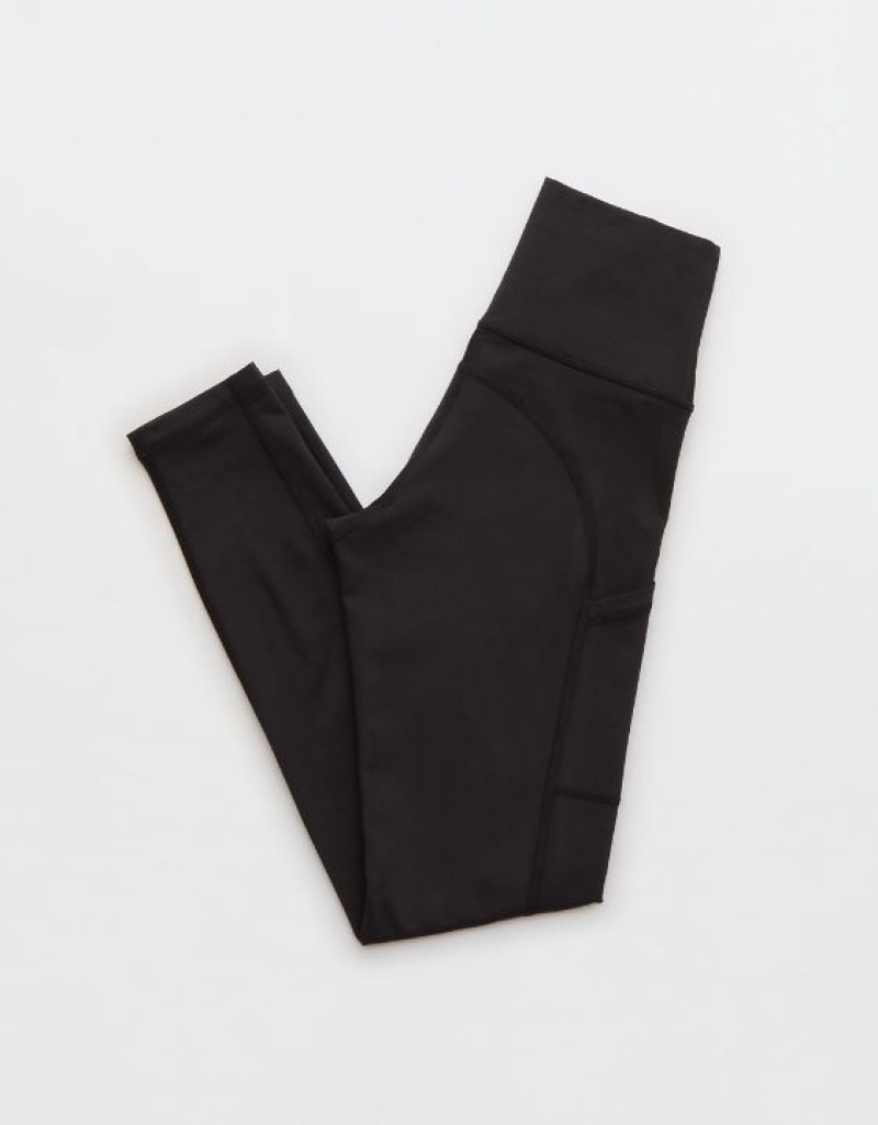 Aerie OFFLINE By The Hugger High Waisted Pocket Leggings Black | 2831XKILE