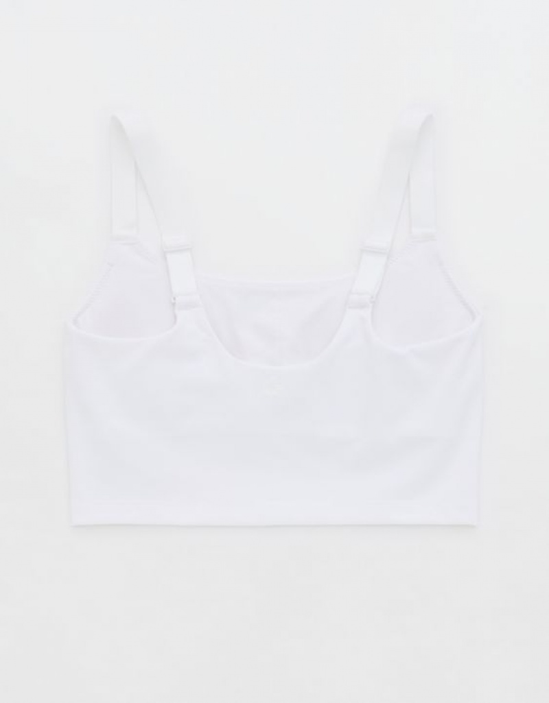 Aerie OFFLINE By The Hugger Longline Sports Bras White | 3428ZJWYX