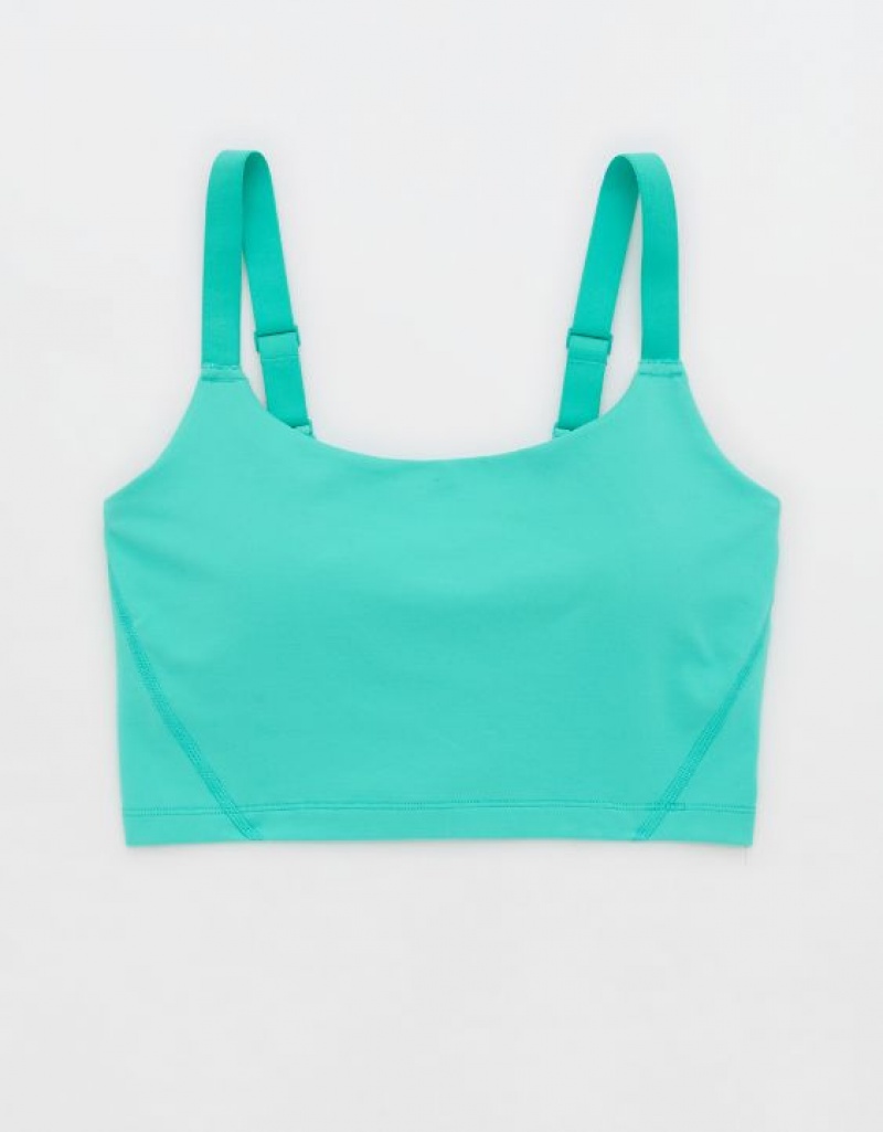 Aerie OFFLINE By The Hugger Longline Sports Bras Turquoise | 0158LCRPX