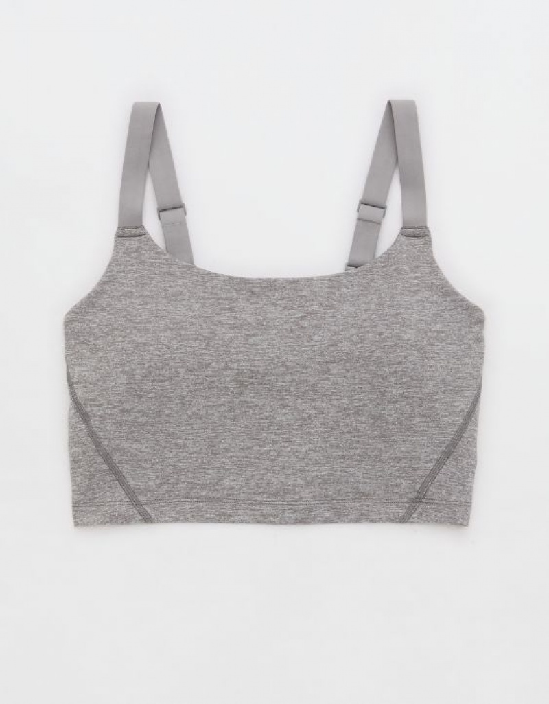 Aerie OFFLINE By The Hugger Longline Sports Bras Grey | 0857AOTLF