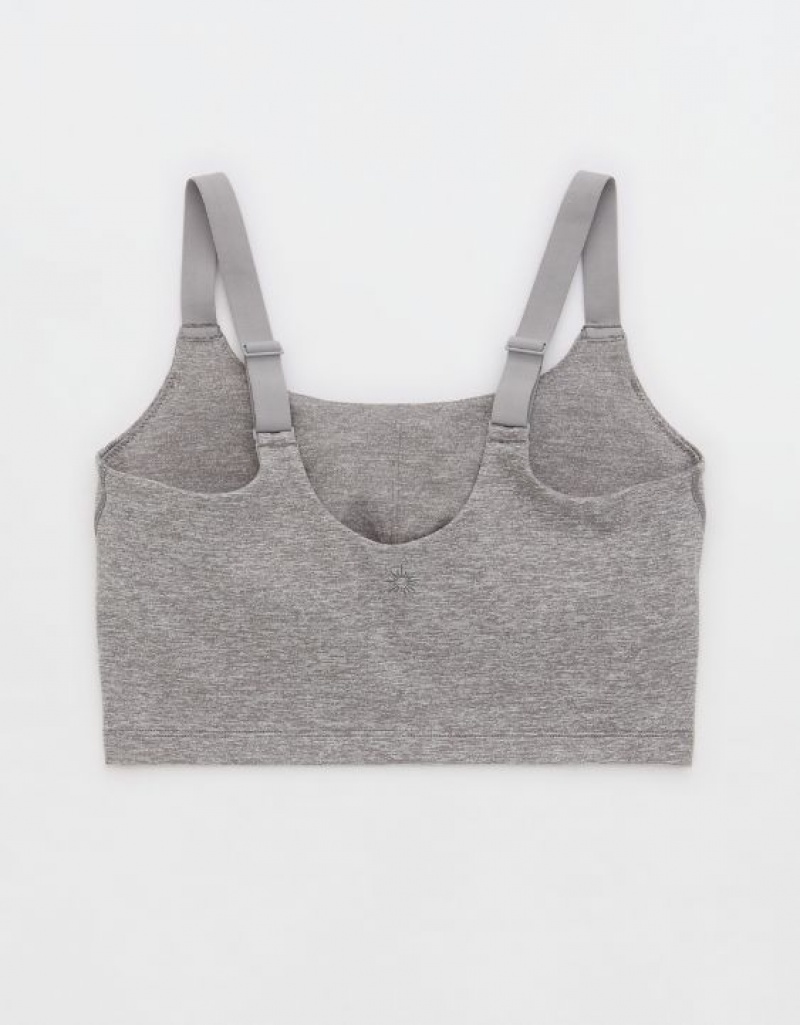 Aerie OFFLINE By The Hugger Longline Sports Bras Grey | 0857AOTLF