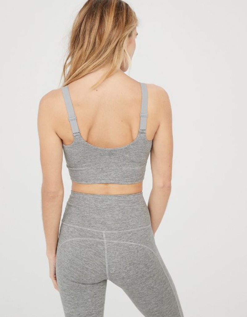 Aerie OFFLINE By The Hugger Longline Sports Bras Grey | 0857AOTLF