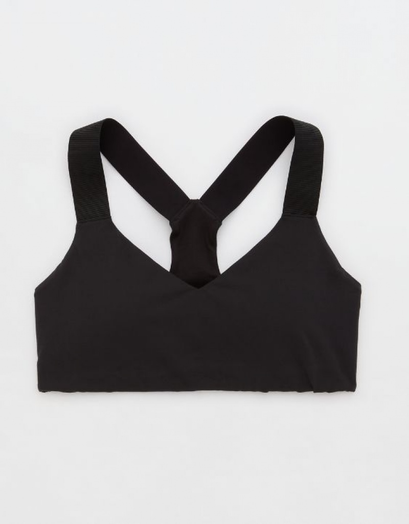 Aerie OFFLINE By The Hugger Racerback Sports Bras Black | 3150GBFRD