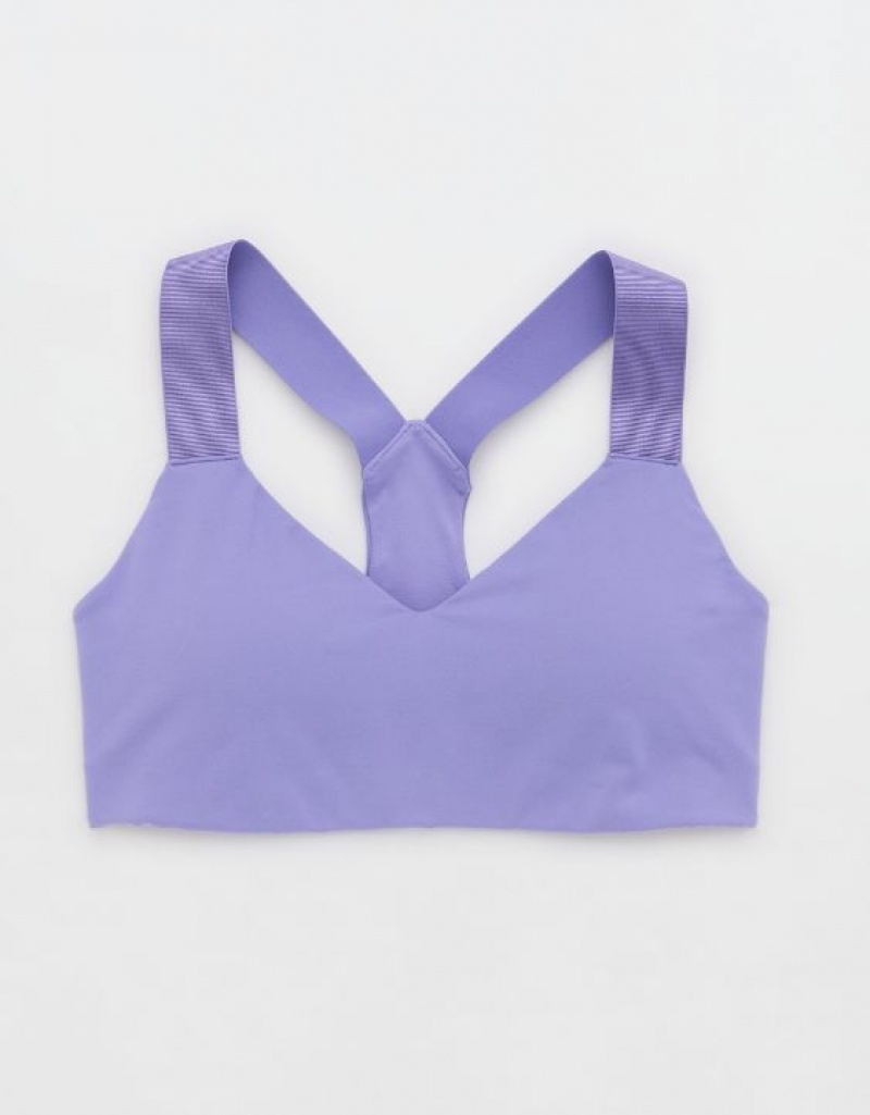 Aerie OFFLINE By The Hugger Racerback Sports Bras Purple | 9065UEDKZ