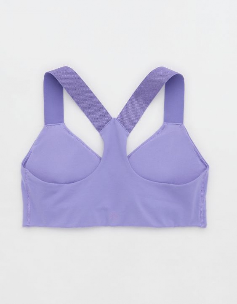 Aerie OFFLINE By The Hugger Racerback Sports Bras Purple | 9065UEDKZ