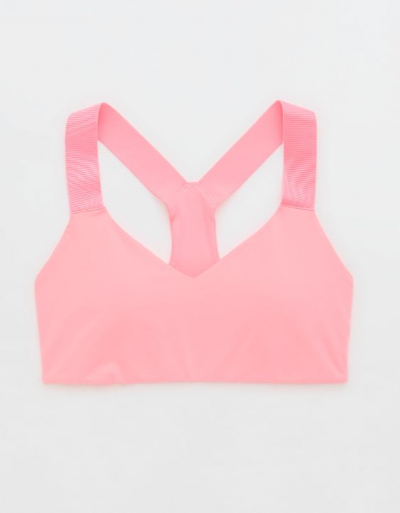 Aerie OFFLINE By The Hugger Racerback Sports Bras Pink | 6218NHRTJ