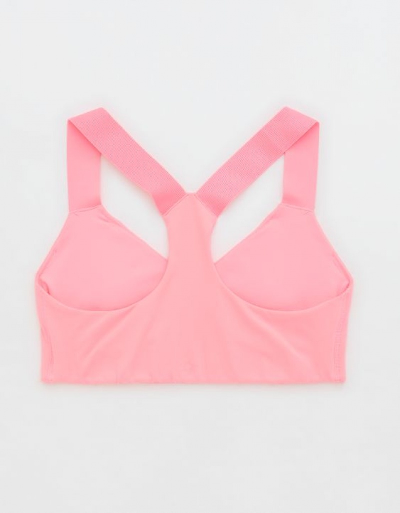 Aerie OFFLINE By The Hugger Racerback Sports Bras Pink | 6218NHRTJ