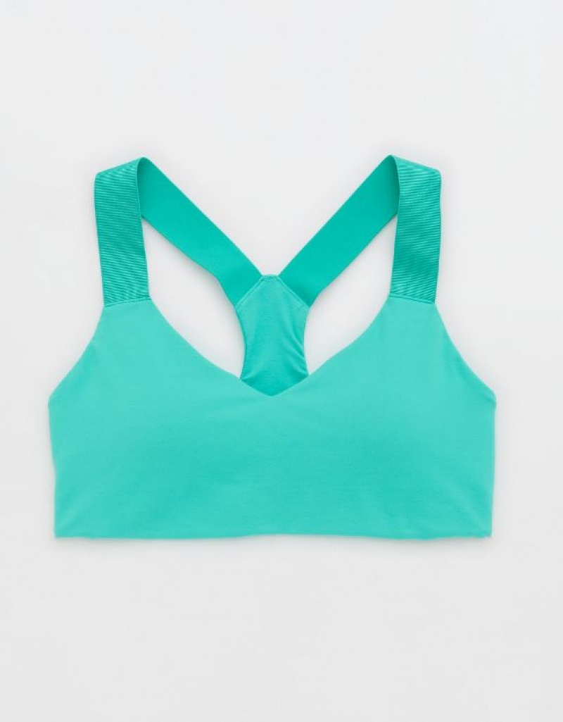 Aerie OFFLINE By The Hugger Racerback Sports Bras Turquoise | 8139JVABS