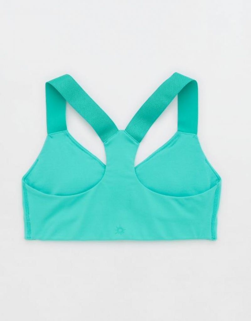 Aerie OFFLINE By The Hugger Racerback Sports Bras Turquoise | 8139JVABS