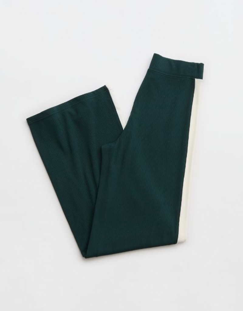 Aerie OFFLINE By Thumbs Up Heavyweight Ribbed Wide Leg Pants Deep Green | 0295BXTCU