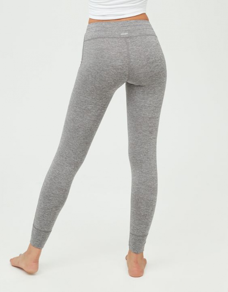 Aerie OFFLINE By Warmup Drawcord Leggings Grey | 2674KGLIZ