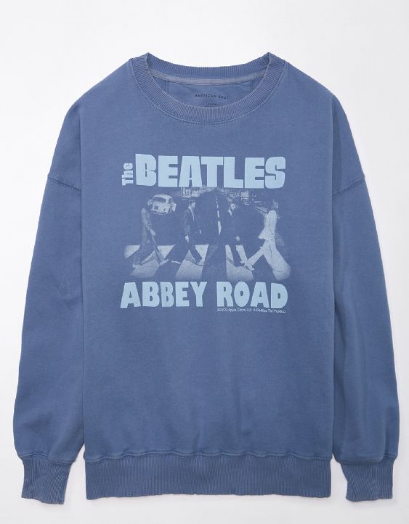 Aerie Oversized Beatles Graphic Sweatshirts Blue | 6730TZQMX