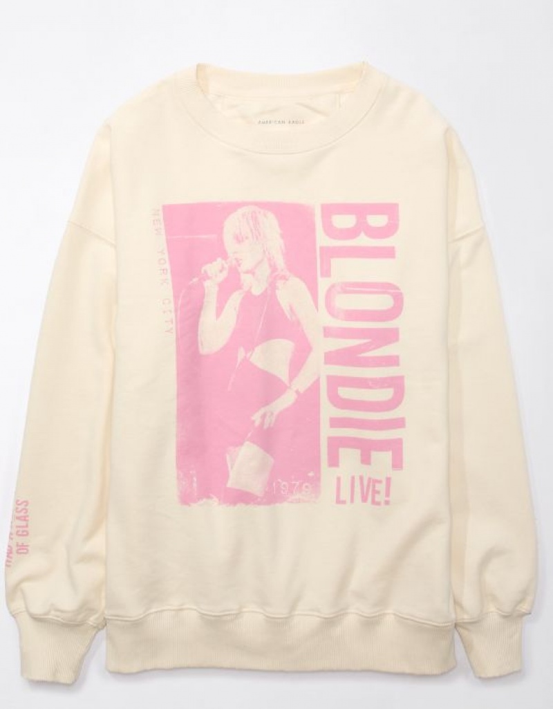 Aerie Oversized Blondie Graphic Sweatshirts White | 0251AIJWM