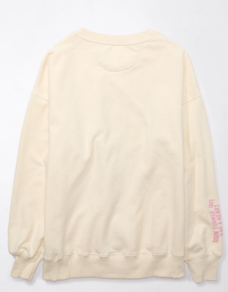 Aerie Oversized Blondie Graphic Sweatshirts White | 0251AIJWM