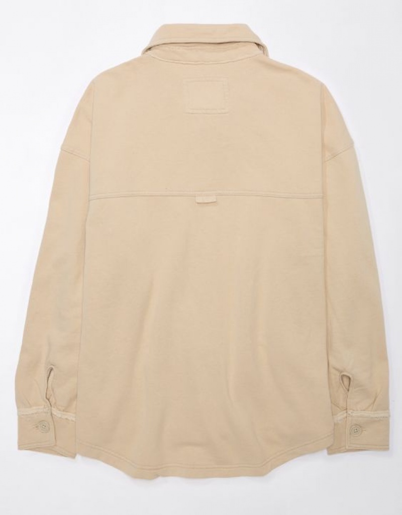 Aerie Oversized Knit Button-Up Sweatshirts Brown | 1804XPUWK