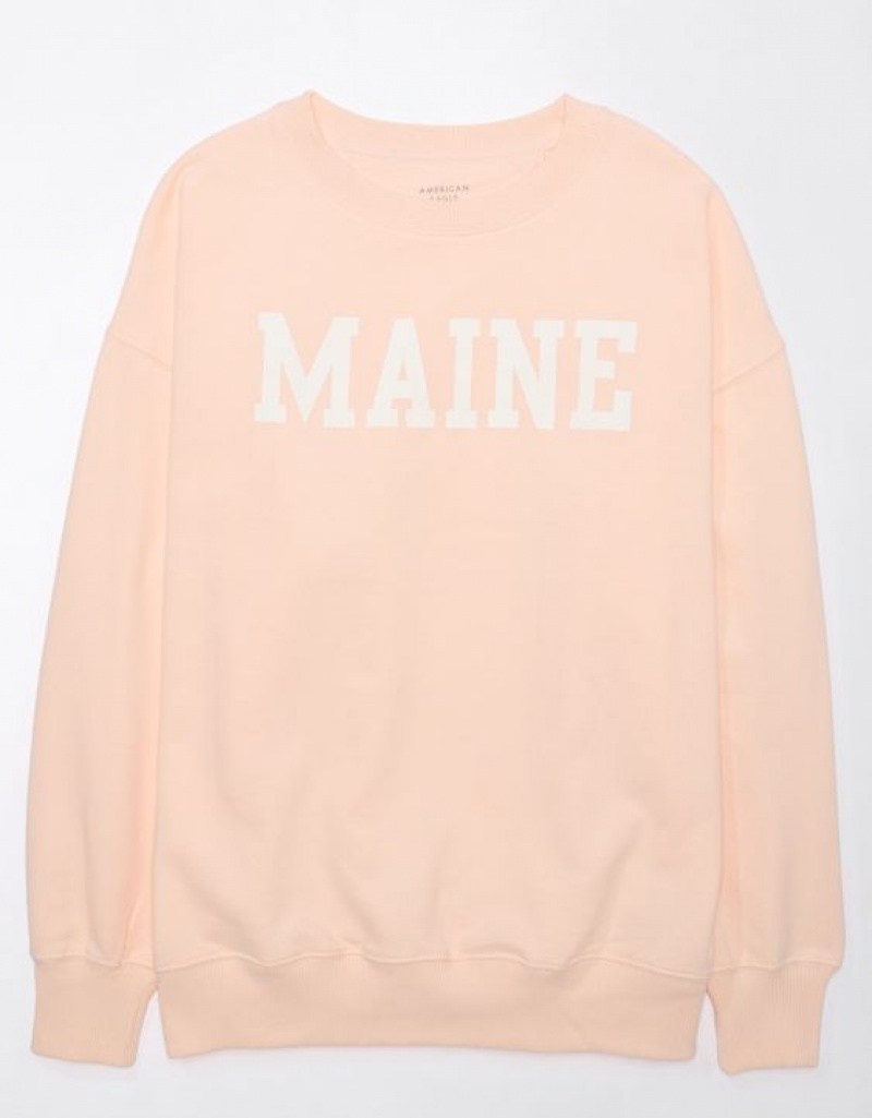 Aerie Oversized Maine Graphic Sweatshirts Pink | 1630JLXVN