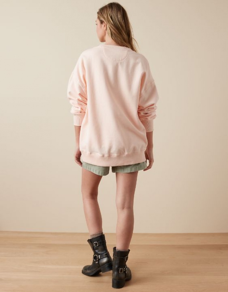 Aerie Oversized Maine Graphic Sweatshirts Pink | 1630JLXVN