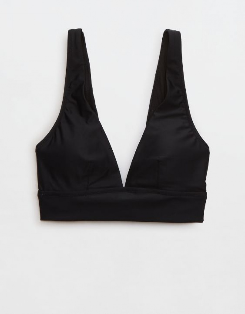 Aerie Plunge Longline Triangle Bikini Top Black | 2673ZAEQC