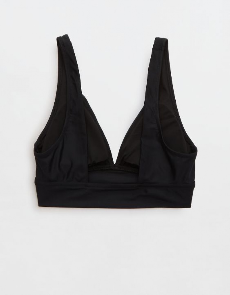 Aerie Plunge Longline Triangle Bikini Top Black | 2673ZAEQC