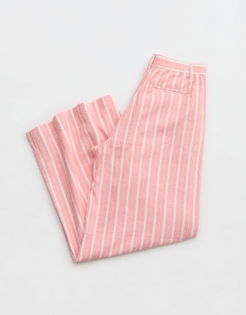 Aerie Pool-To-Party Linen Edition High Waisted Pants Coral | 0628WOVYH