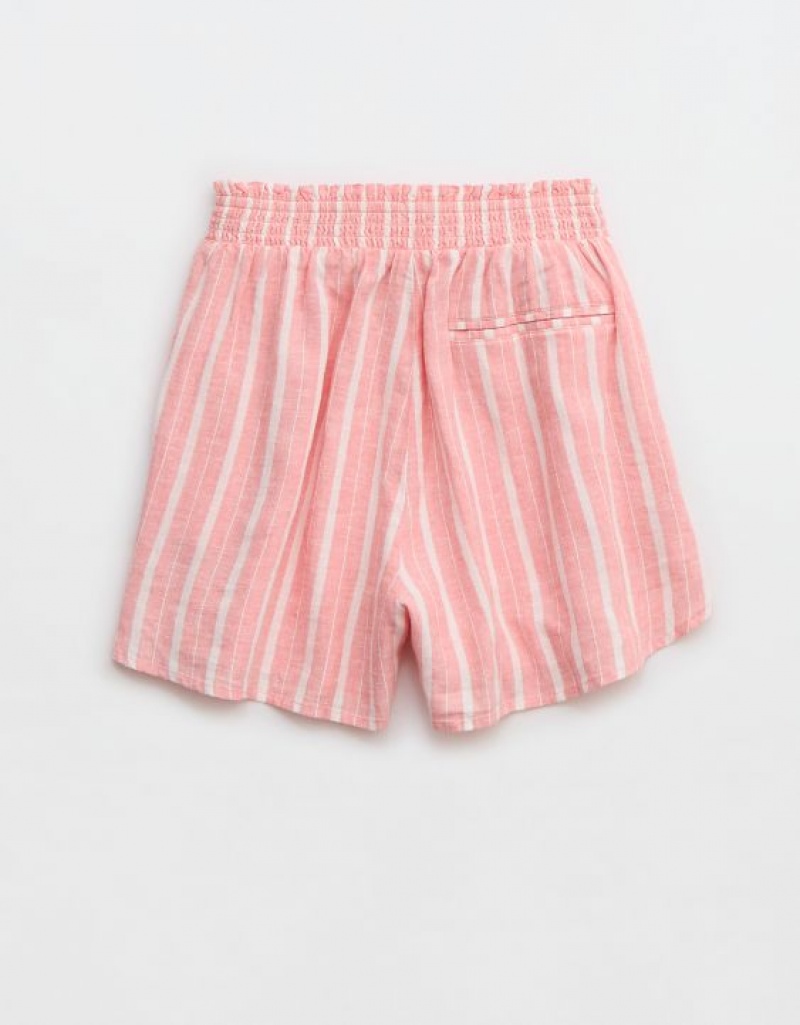 Aerie Pool-To-Party Linen Edition High Waisted Shorts Coral | 6459YPLHR