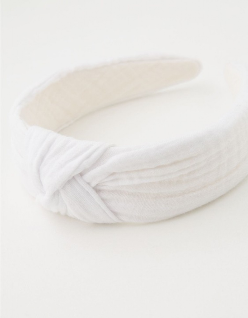 Aerie Pool-To-Party Top Knot Hair Accessories White | 1834PNFZM