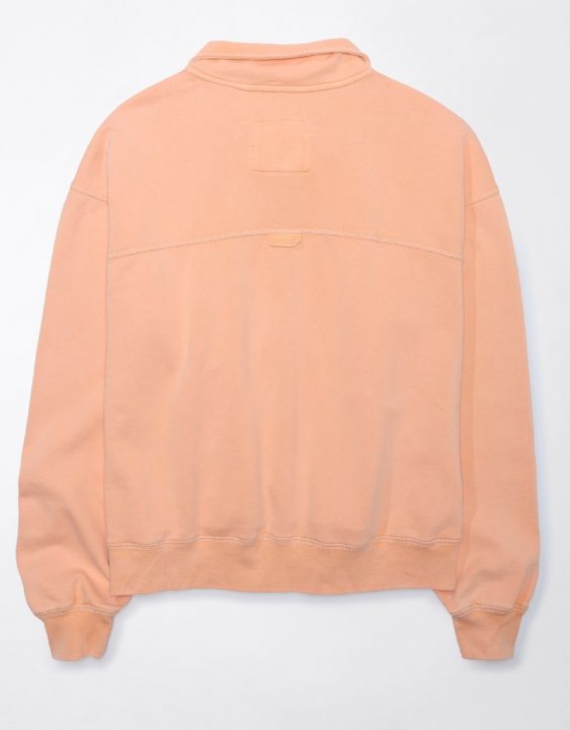 Aerie Quarter-Zip Fleece Sweatshirts Coral | 5710ORJEL