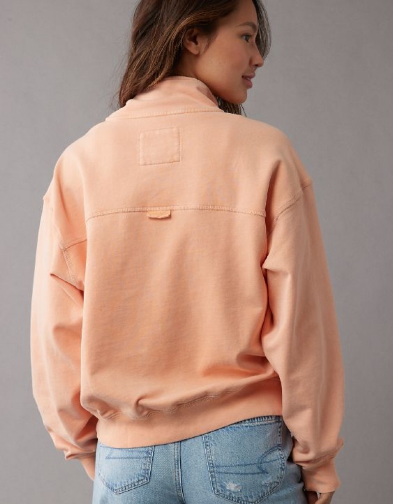 Aerie Quarter-Zip Fleece Sweatshirts Coral | 5710ORJEL