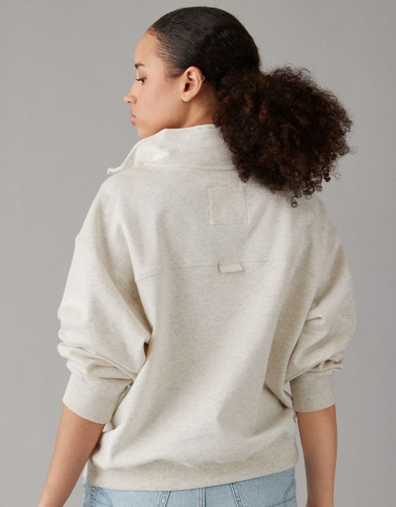 Aerie Quarter-Zip Fleece Sweatshirts Grey | 5241UJKBF