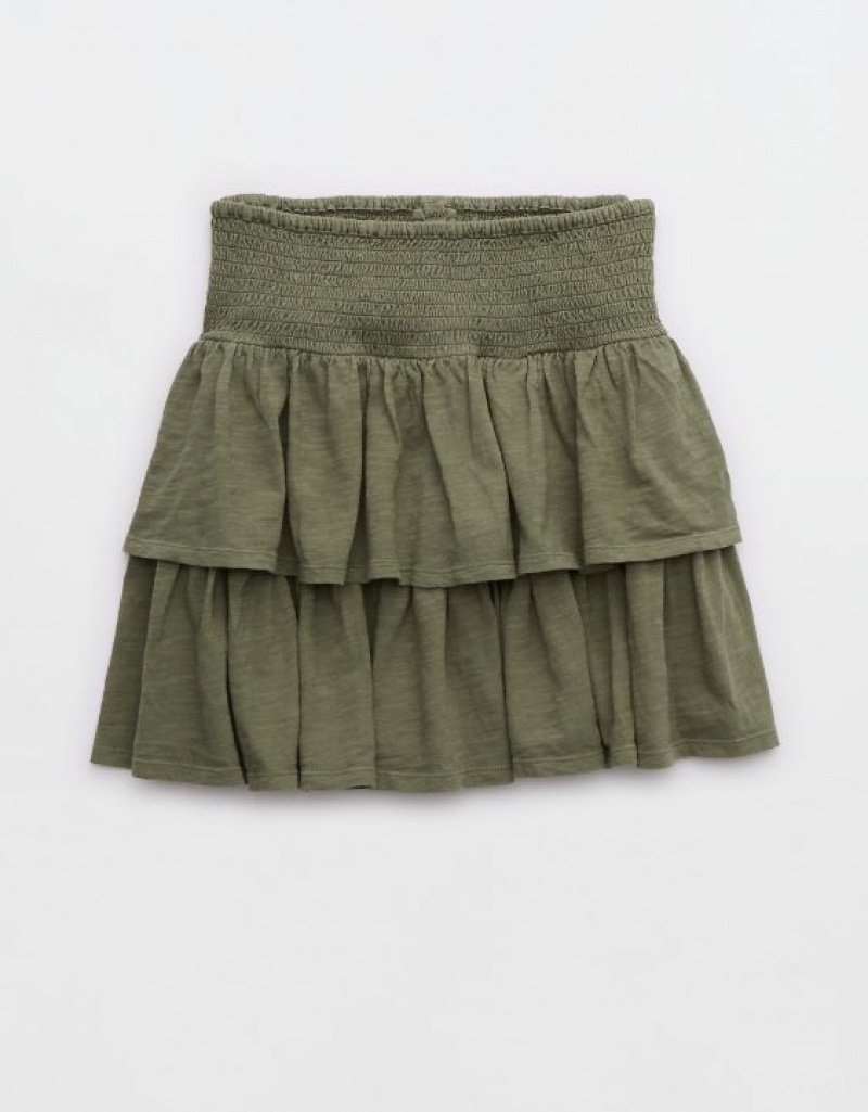 Aerie Ready-To-Ruffle Mini Skirts Olive | 5614TBGPM