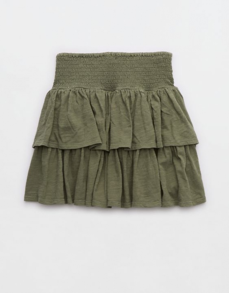 Aerie Ready-To-Ruffle Mini Skirts Olive | 5614TBGPM