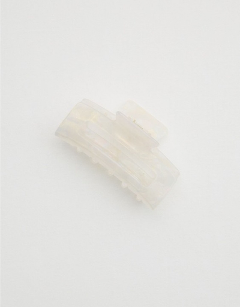 Aerie Rectangle Claw Clip Hair Accessories White | 0685ICLVG