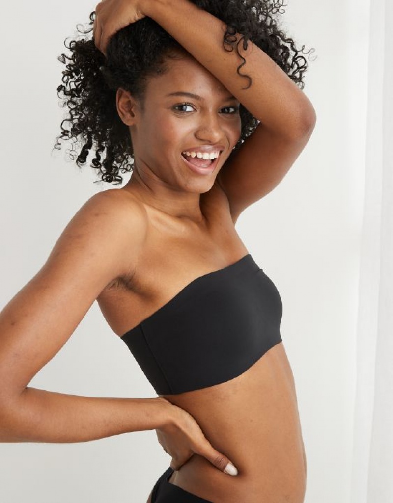 Aerie SMOOTHEZ Bandeaulette Bras Black | 6543BYLRU