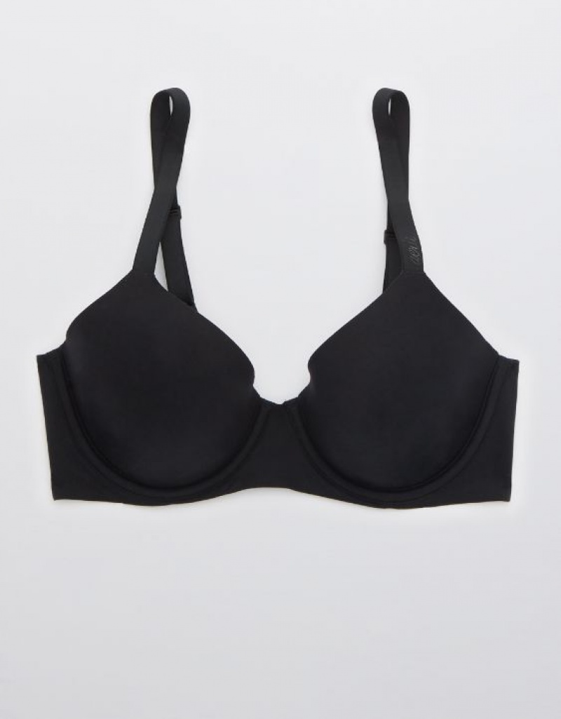 Aerie SMOOTHEZ Full Coverage Lightly Lined Bras Black | 0741ELTKU