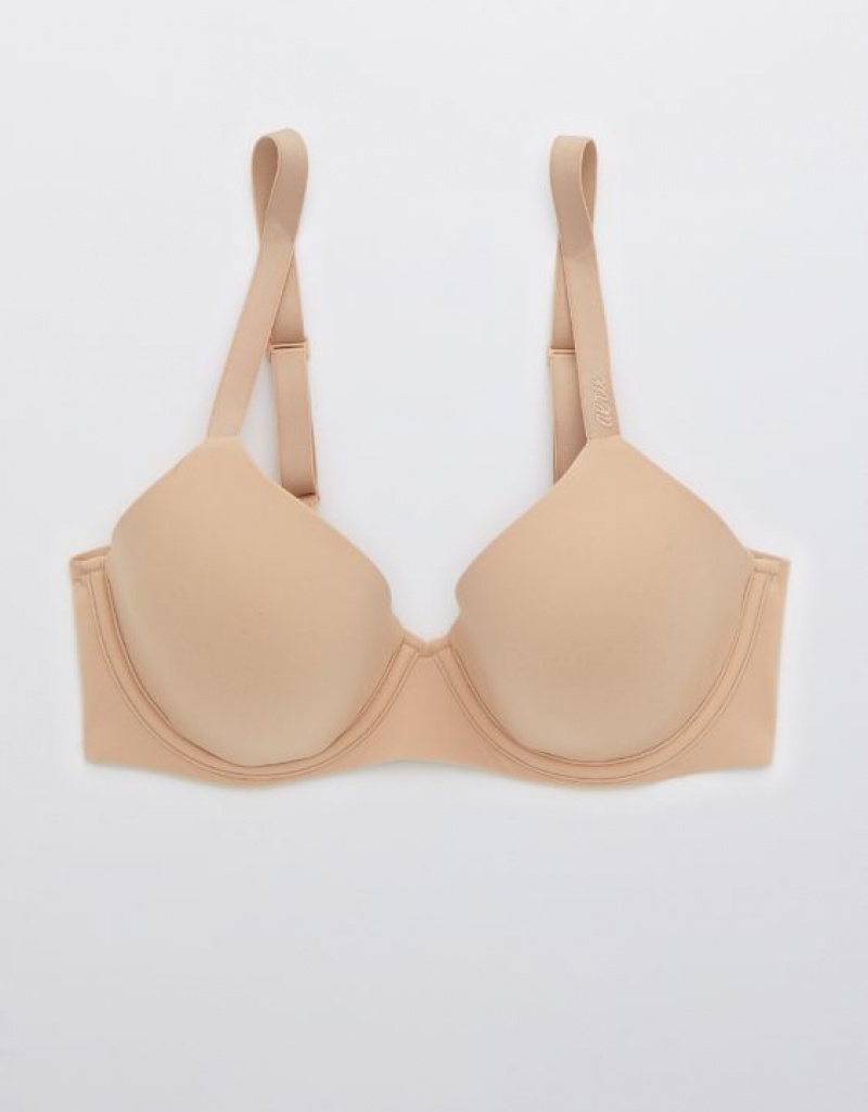 Aerie SMOOTHEZ Full Coverage Lightly Lined Bras Beige | 8370DJZMR