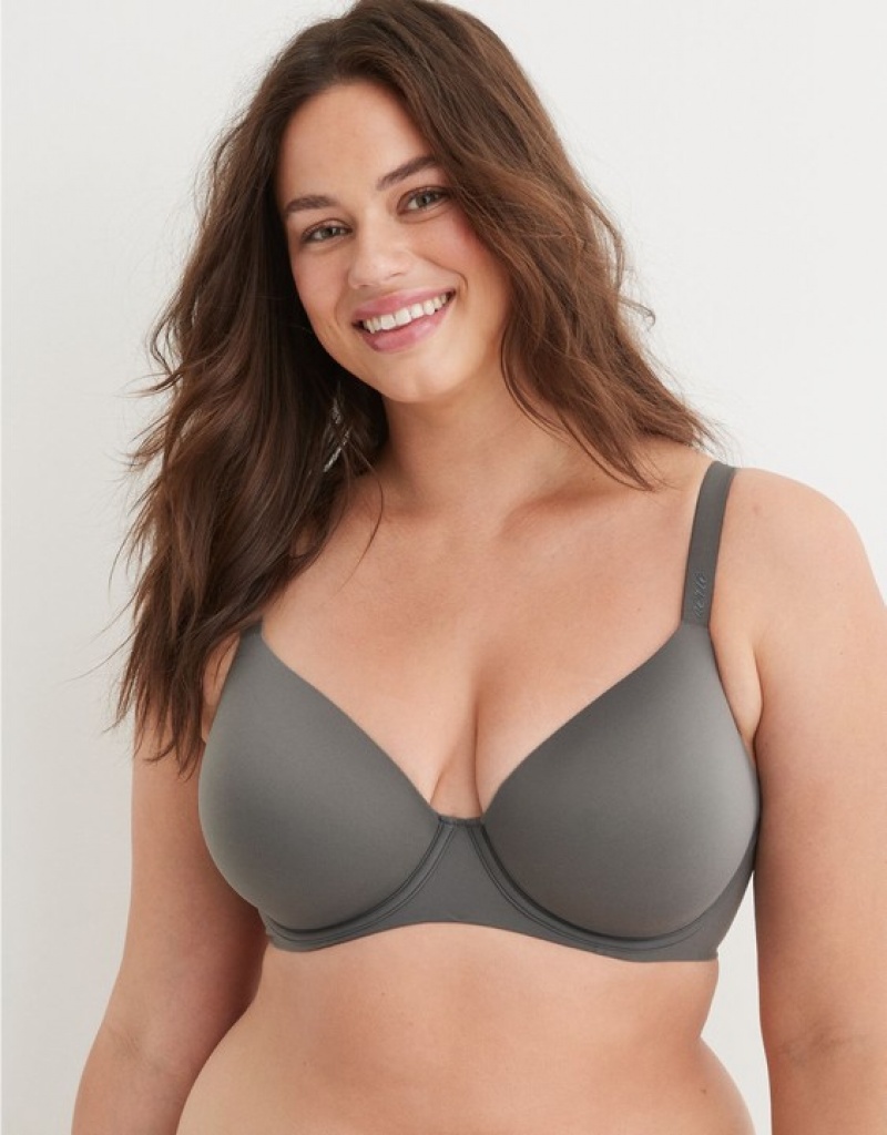 Aerie SMOOTHEZ Full Coverage Lightly Lined Bras Grey | 3875TIQYZ