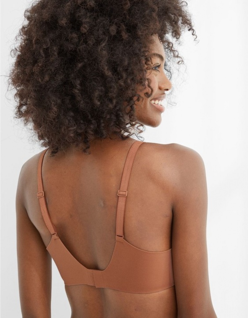 Aerie SMOOTHEZ Full Coverage Lightly Lined Bras Brown | 8315ROMGH