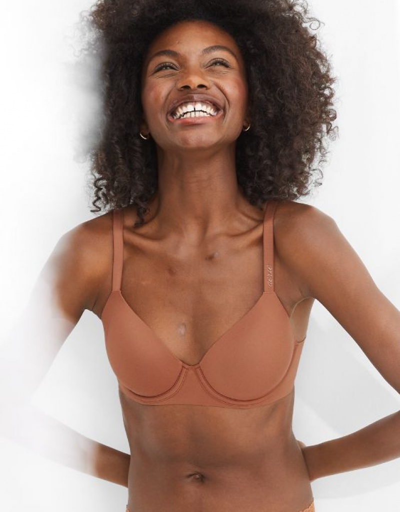 Aerie SMOOTHEZ Full Coverage Lightly Lined Bras Brown | 8315ROMGH