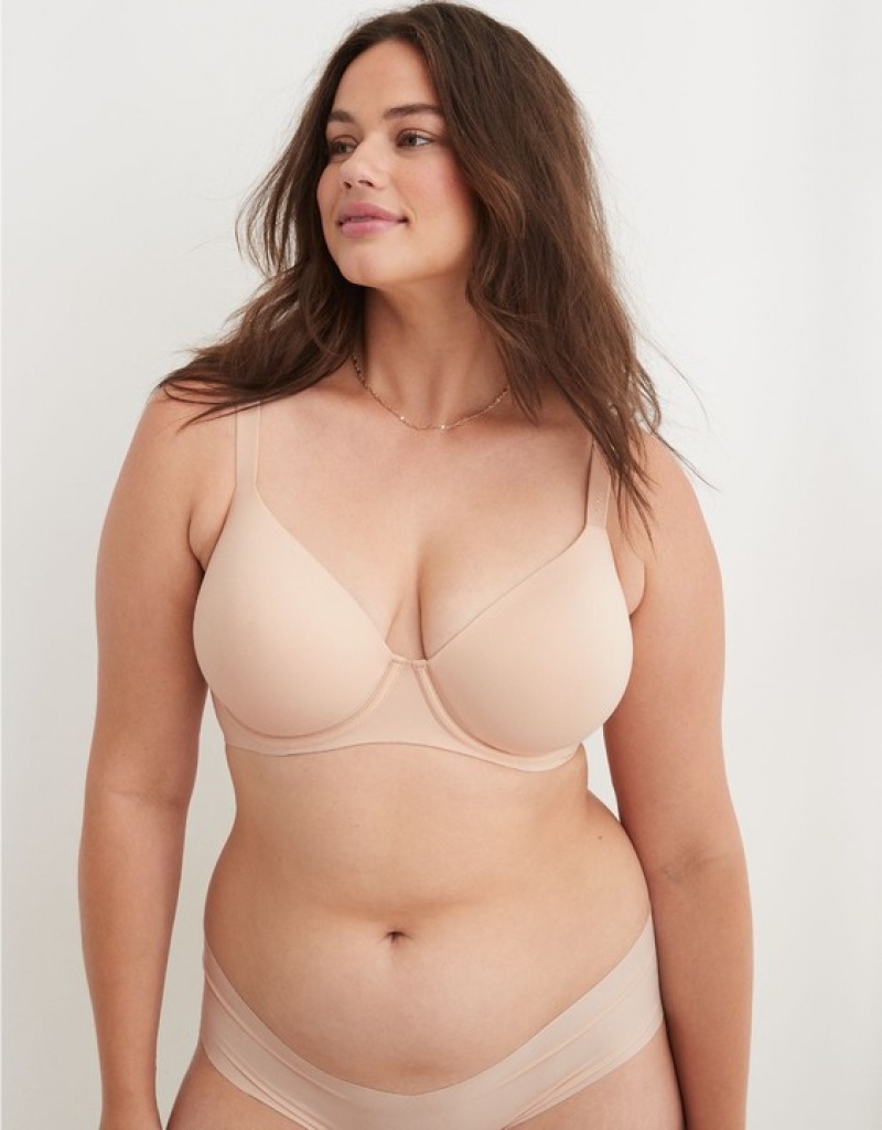 Aerie SMOOTHEZ Full Coverage Lightly Lined Bras Beige | 7648LASCV