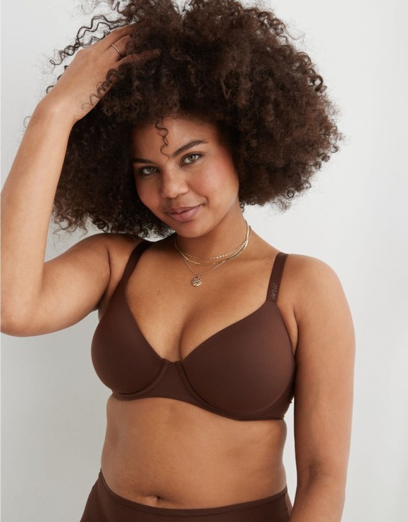 Aerie SMOOTHEZ Full Coverage Lightly Lined Bras Brown | 6130UQVDO