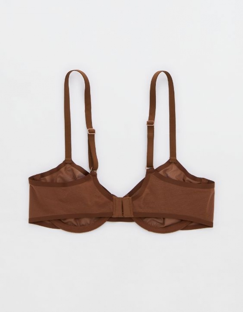 Aerie SMOOTHEZ Mesh Unlined Bras Brown | 8237ZPIVH