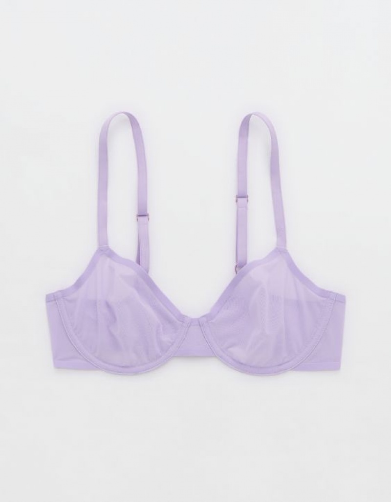 Aerie SMOOTHEZ Mesh Unlined Bras Purple / Wash | 5429GNAUS