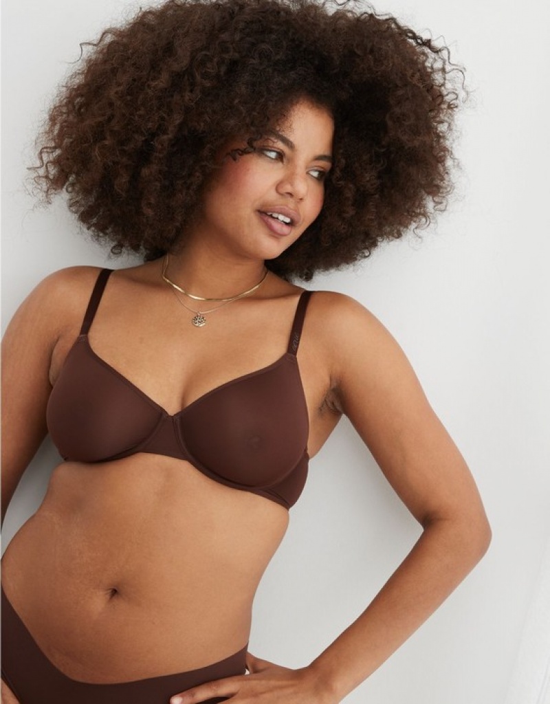 Aerie SMOOTHEZ Microfiber Unlined Bras Dark Grey | 4259CRTEL